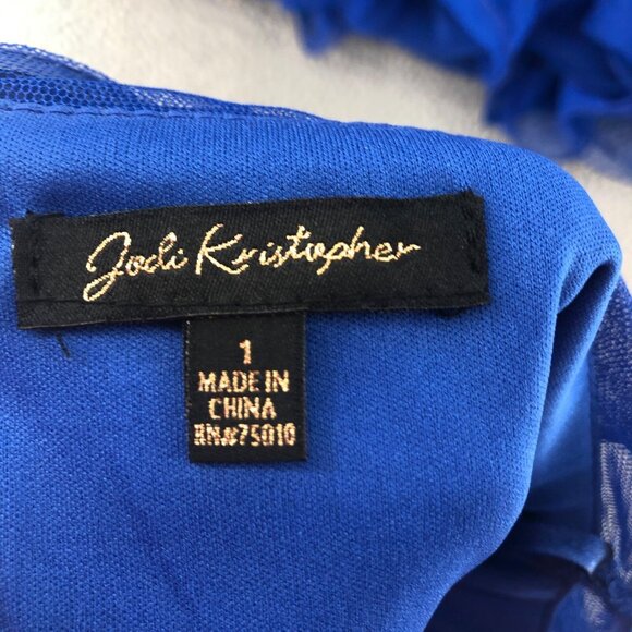 Jodi Kristopher Dress Womens 1 Jrs Blue Gold Lace Dance 2 Piece Sparkle Cocktail - Picture 6 of 16